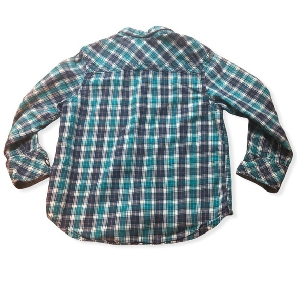 🎉3 For 15$🎉 H&m Toddler Plaid Green Blue Button Down Shirt Size 2-3 Years - Picture 2 of 4